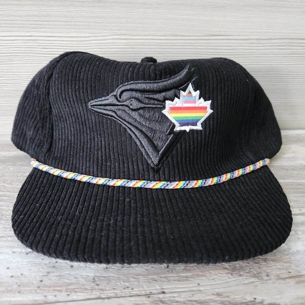 2024 Toronto Blue Jays SGA Pride Night Rainbow Rope Black Corduroy Hat Brand New